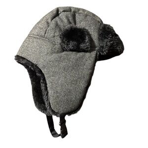 Northwest Territory Mens Black Tweed Trapper Hat w Flaps Cold Weather Hunt OSFM